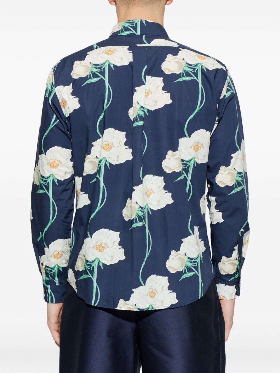 Kenzo Floral Print Button-Down Shirt With Silk Blauw