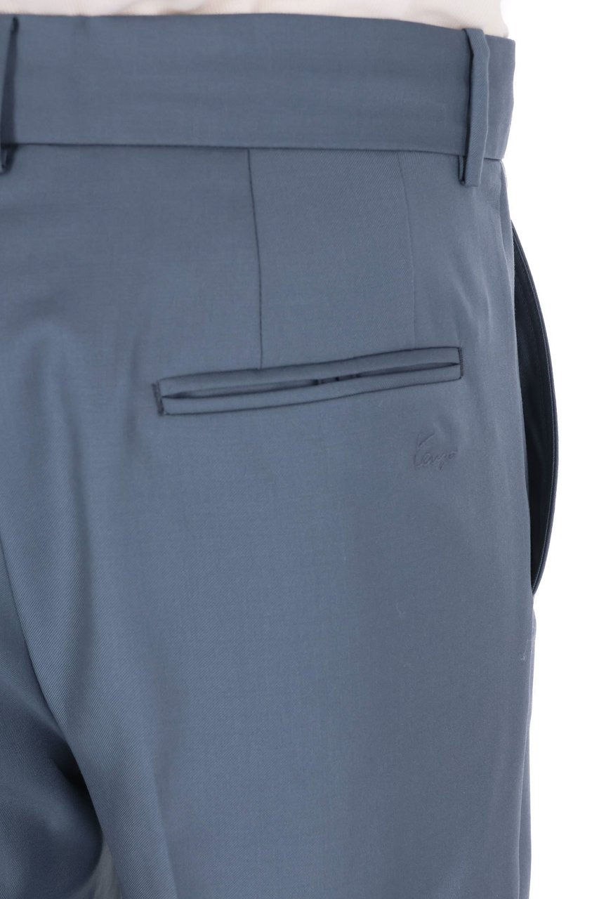 Kenzo Straight Tailored Virgin Wool Pants Blauw