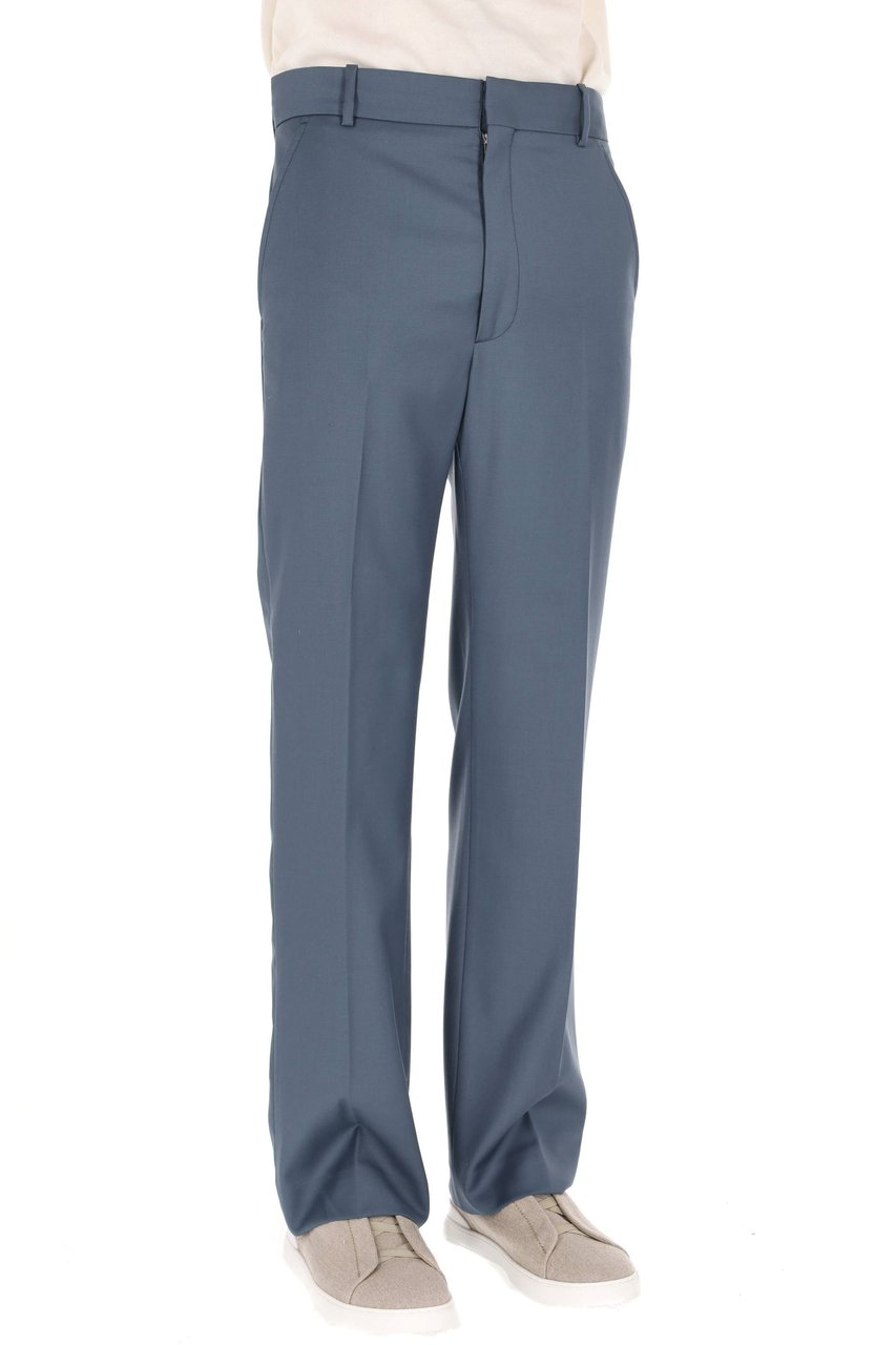 Kenzo Straight Tailored Virgin Wool Pants Blauw