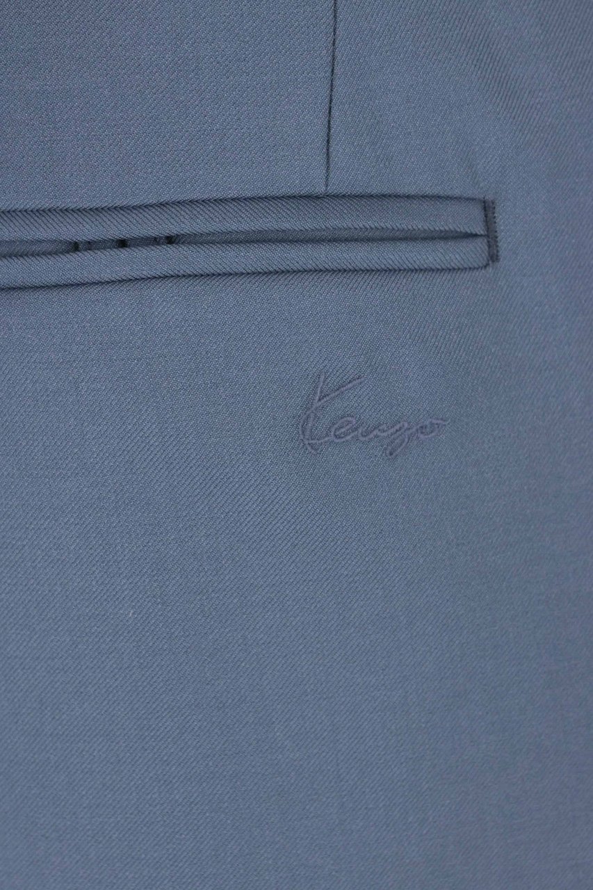 Kenzo Straight Tailored Virgin Wool Pants Blauw