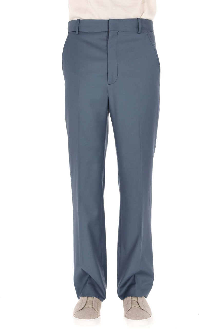 Kenzo Straight Tailored Virgin Wool Pants Blauw