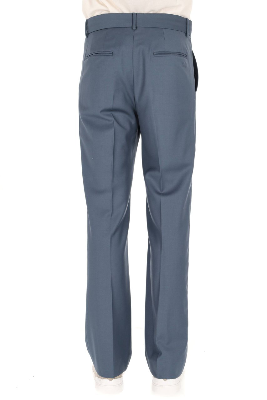 Kenzo Straight Tailored Virgin Wool Pants Blauw