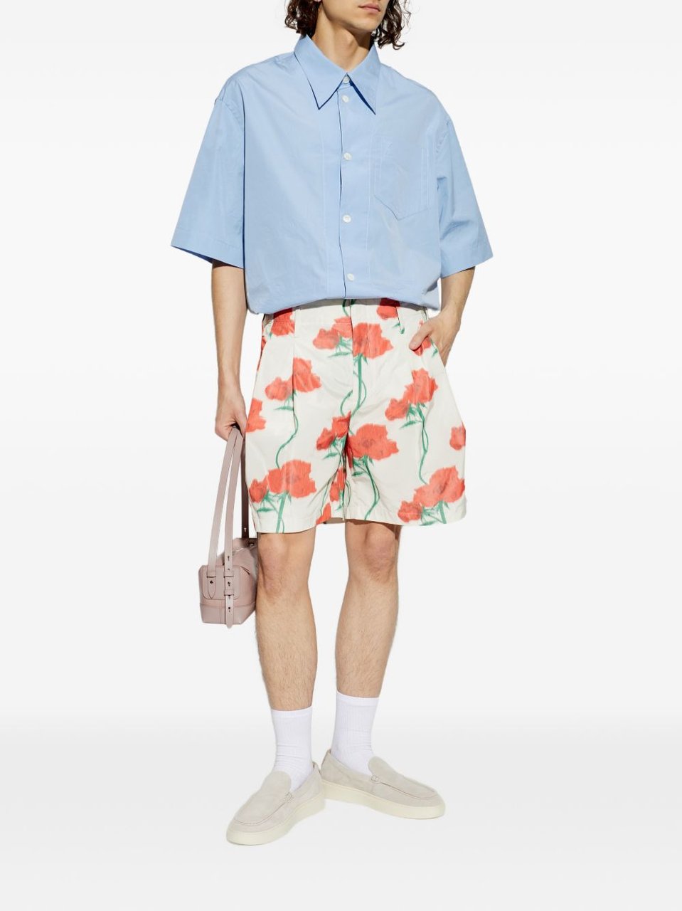 Kenzo Beige Silk And Nylon Shorts Neutraal