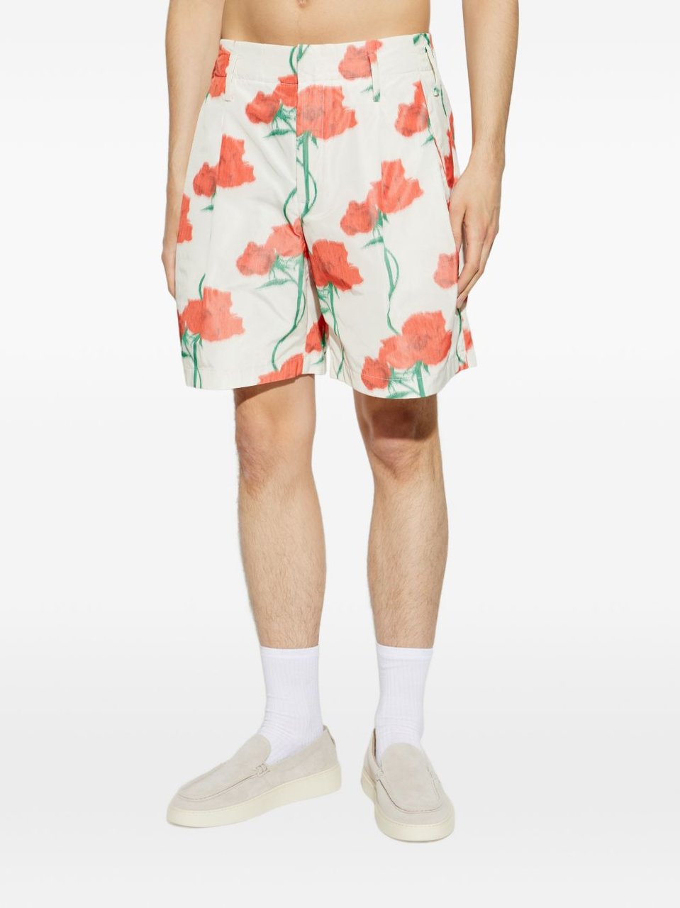 Kenzo Beige Silk And Nylon Shorts Neutraal