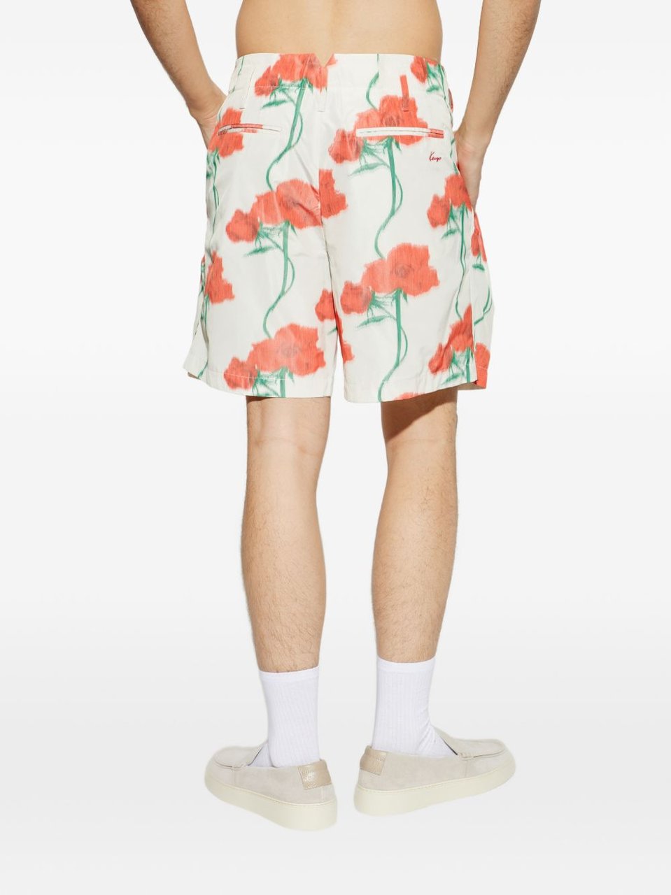 Kenzo Beige Silk And Nylon Shorts Neutraal