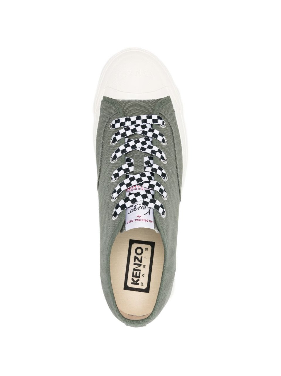 Kenzo Muted Green Silk And Nylon Low-Top Sneakers Grijs