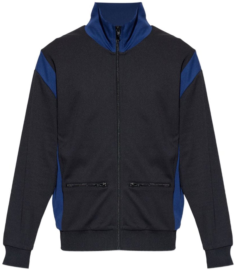 Kenzo Black Jacket With Contrasting Deep Blue Panels Zwart
