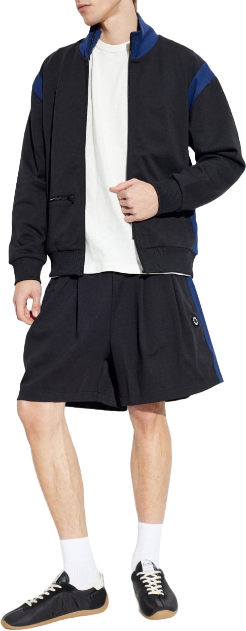 Kenzo Black Jacket With Contrasting Deep Blue Panels Zwart