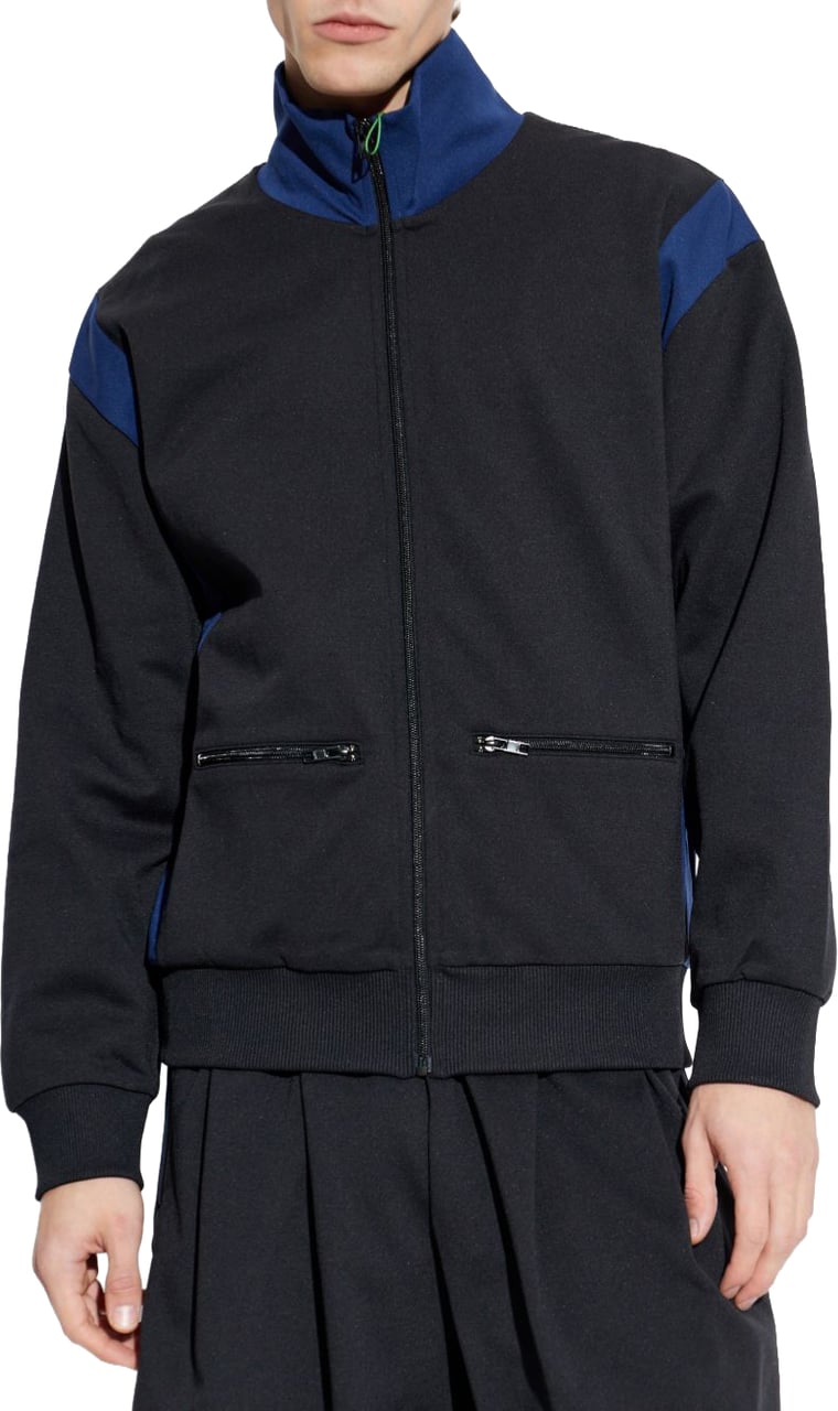 Kenzo Black Jacket With Contrasting Deep Blue Panels Zwart