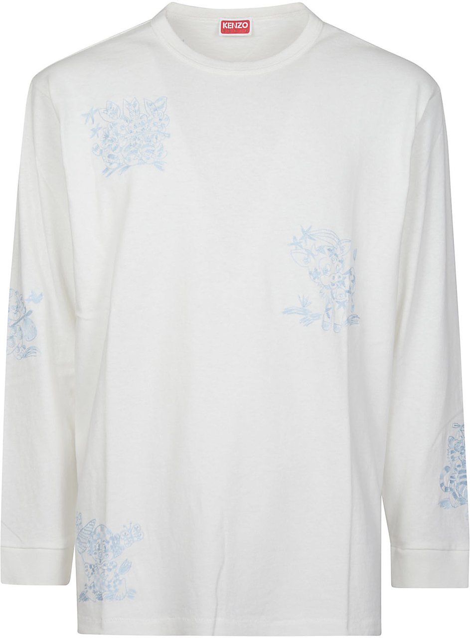 Kenzo Gots Cartoon Outlined Relax Long Sleeve T-shirt White Wit