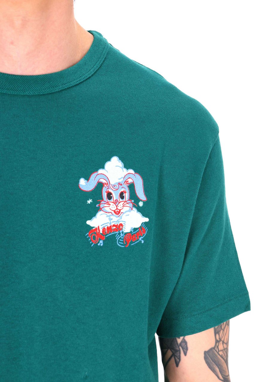 Kenzo Winter Holidays Rabbit K@li Cotton T-Shirt Blauw