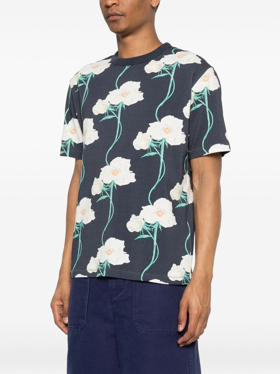 Kenzo Dark Blue Silk-Nylon Short-Sleeve T-Shirt Blauw