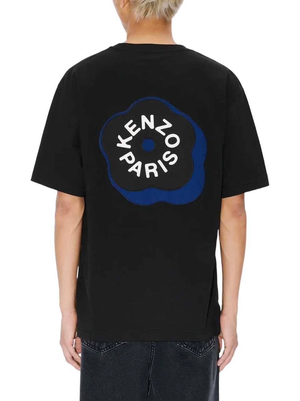 Kenzo Short-Sleeve T-Shirt in Silk and Nylon Blend Zwart