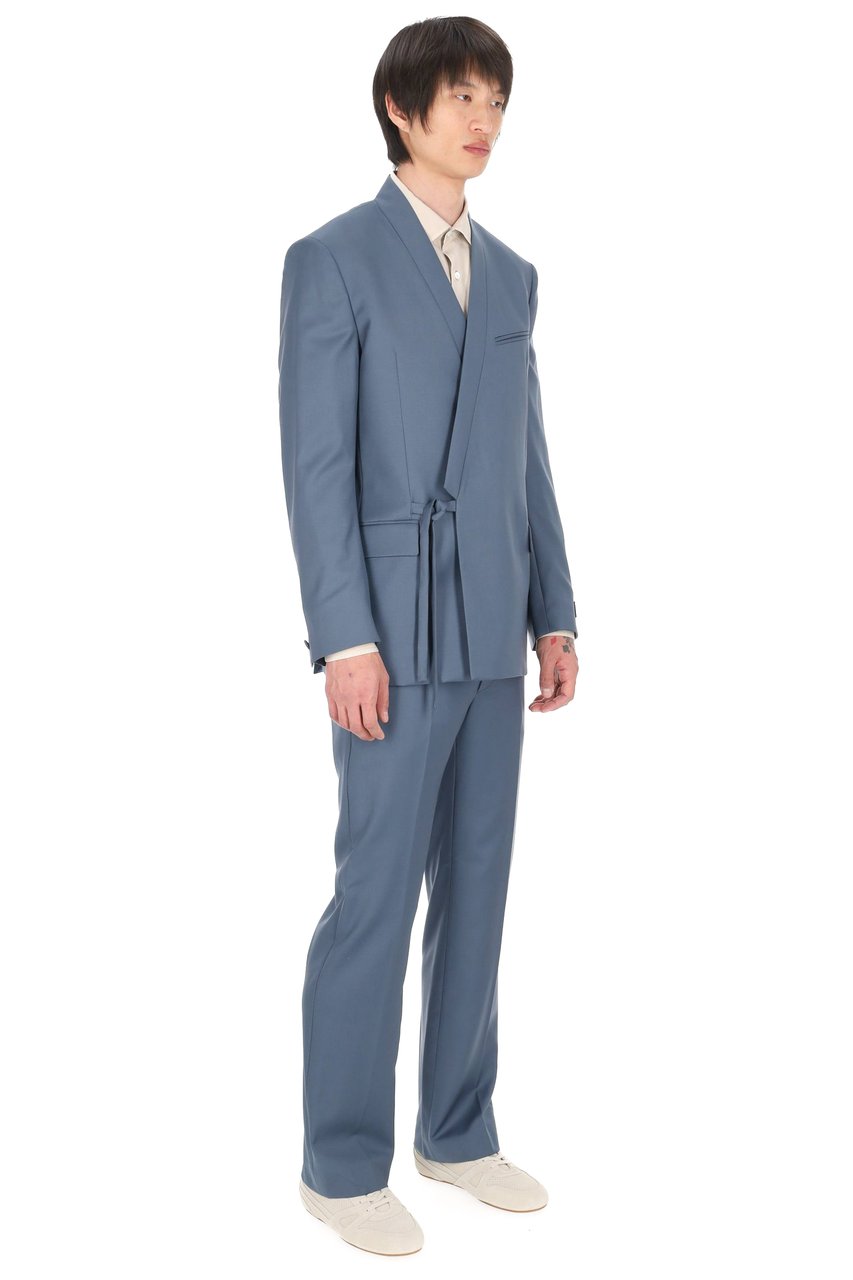 Kenzo Tailored Kimono Double-Breasted Virgin Wool Jacket Blauw