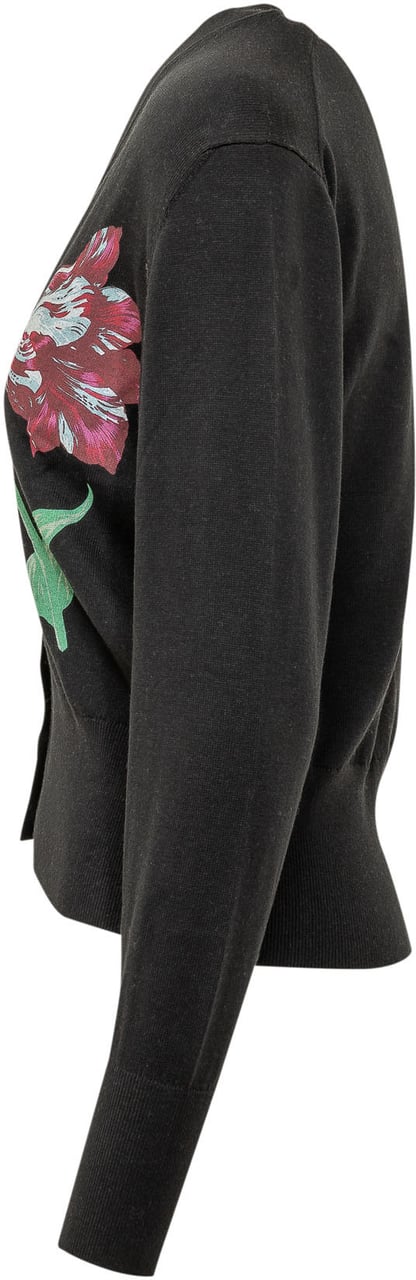 Kenzo Cardigan Tulip con Stampa Floreale Zwart