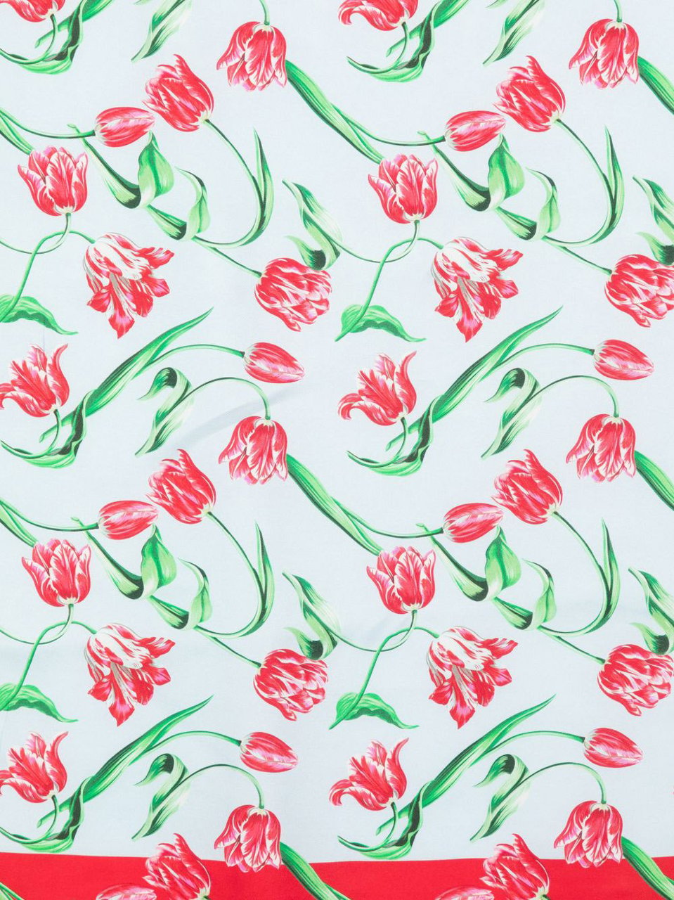 Kenzo Light Blue Tulip Print Silk Scarf Rood