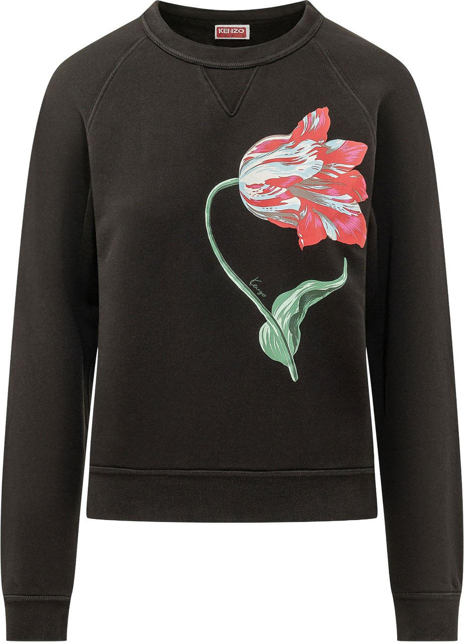 Kenzo Felpa Tulip con Stampa Floreale Zwart