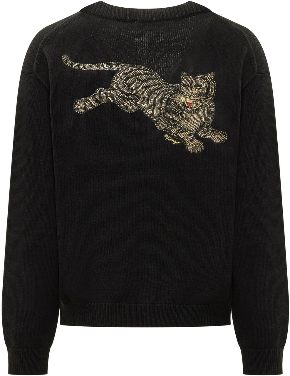 Kenzo Cardigan Tiger con Bottoni Zwart