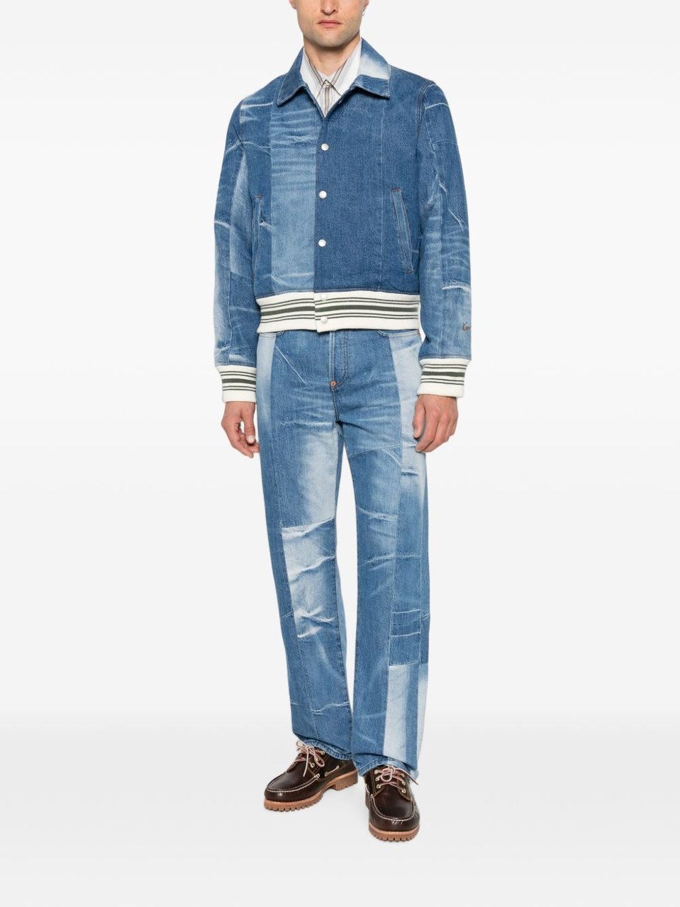 Kenzo Stone Blue Denim Jacket with Classic Collar Blauw