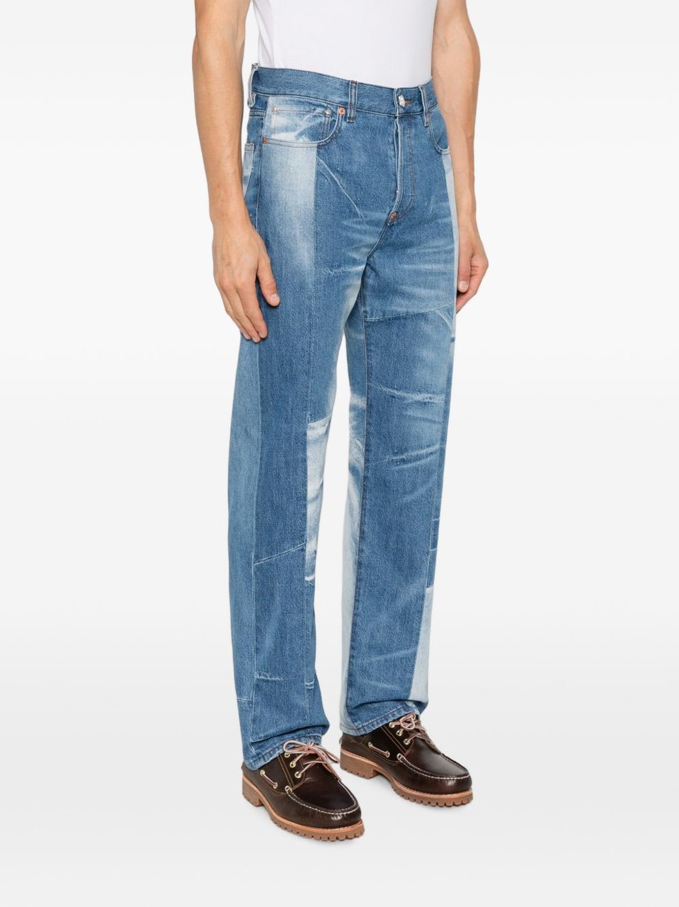 Kenzo Stone Blue Cotton Trousers with Whiskering Effect Blauw