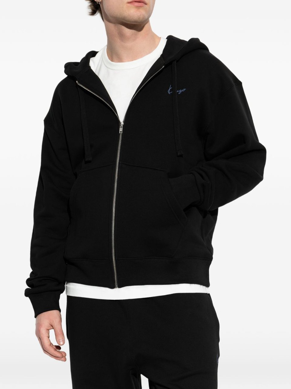 Kenzo Black Round Neck Logo Knit Sweater Zwart