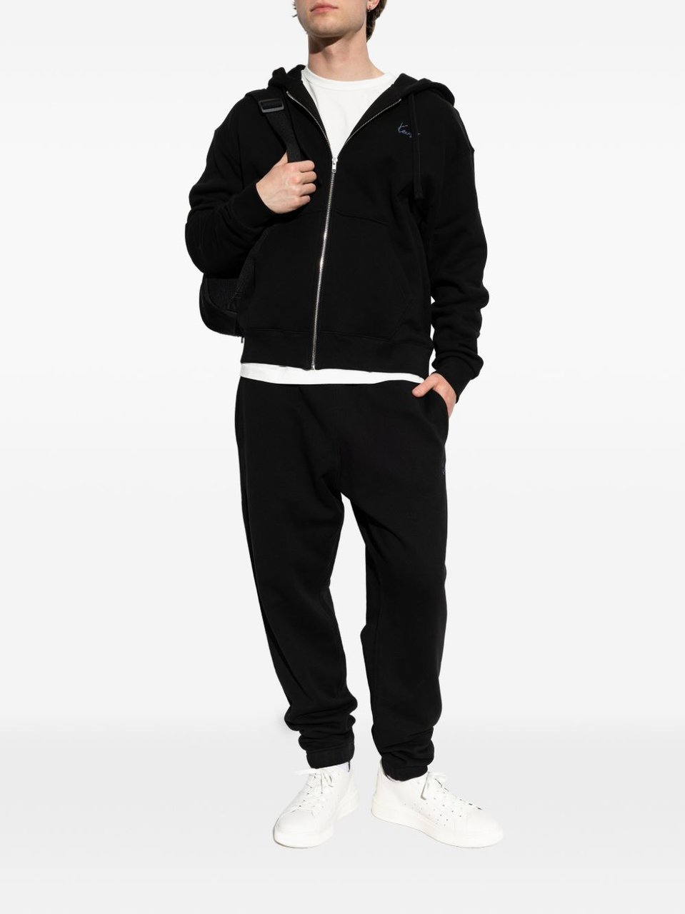 Kenzo Black Round Neck Logo Knit Sweater Zwart
