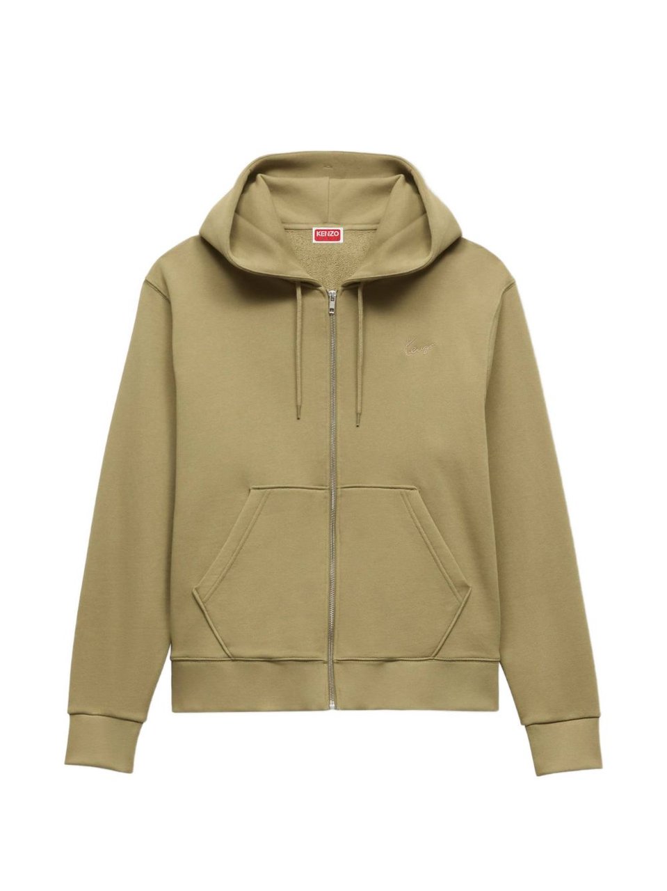 Kenzo Zip-Up Hoodie Sweater with Kangaroo Pocket Bruin