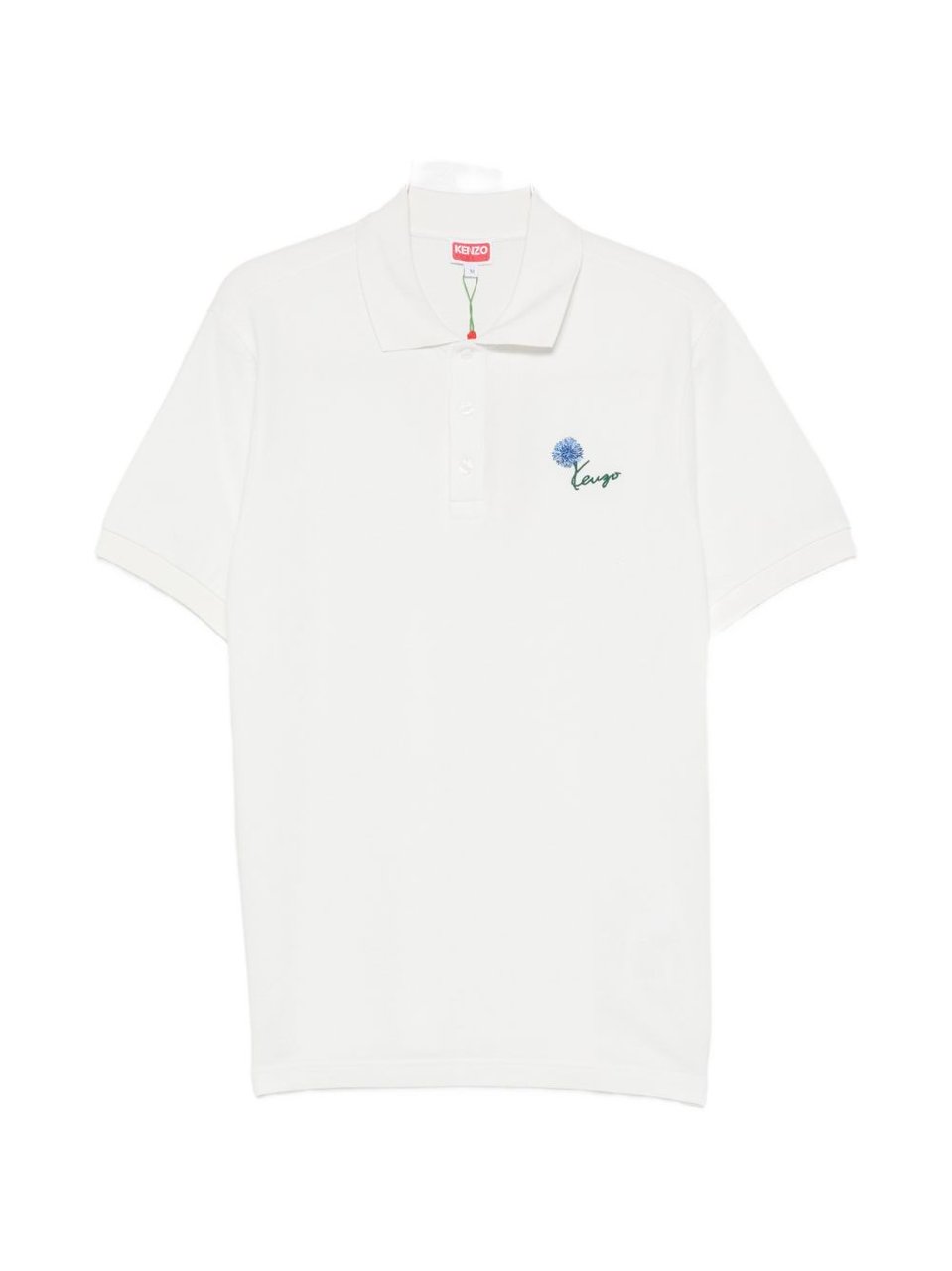 Kenzo Off-White Cotton Piqué Floral Polo Wit
