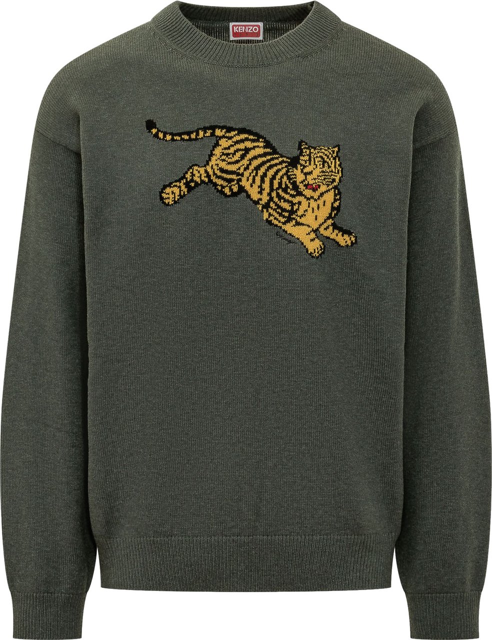 Kenzo Maglia Jumping Tiger con Girocollo Donkergroen