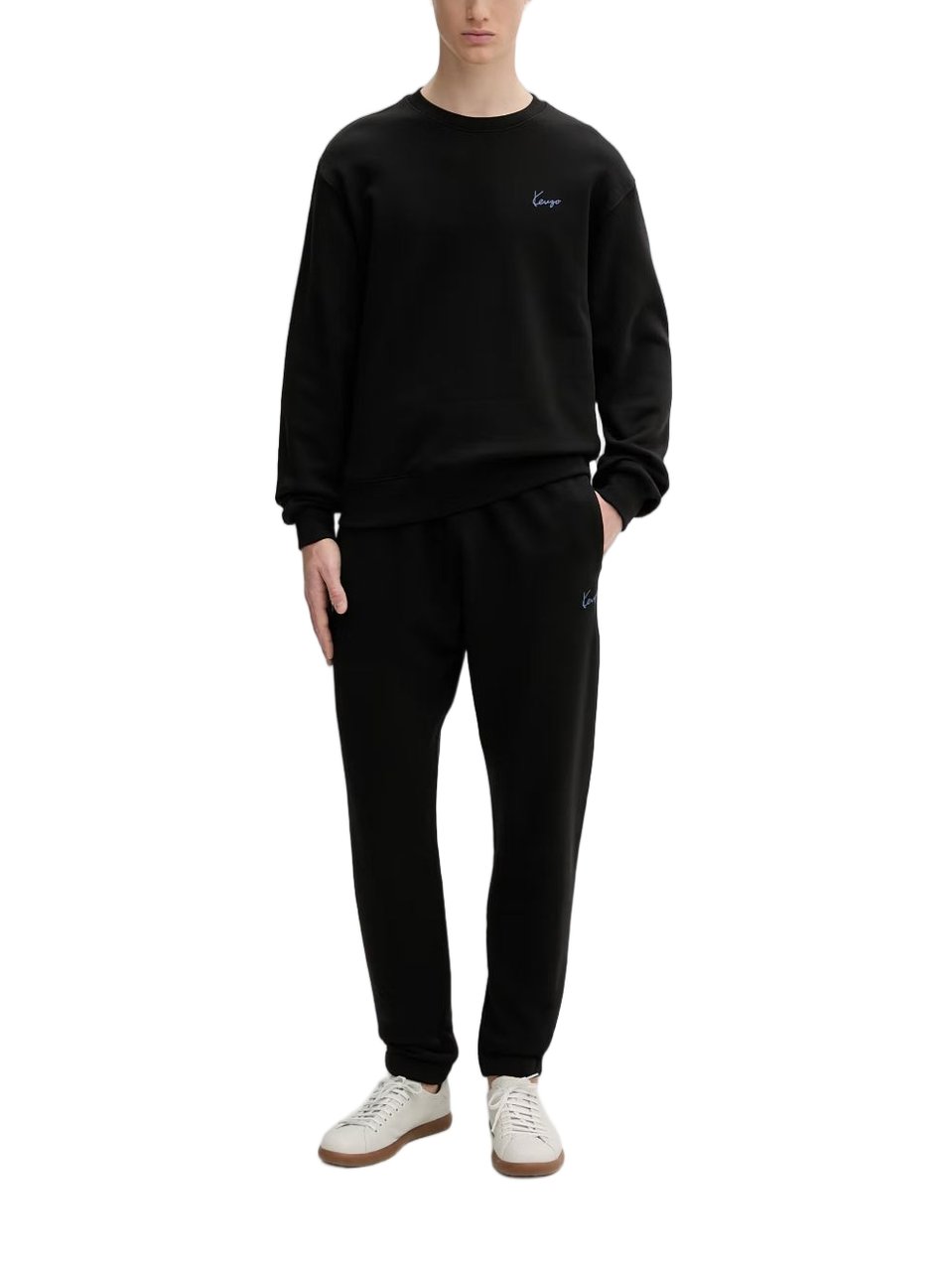 Kenzo Black Cotton Embroidered Logo Sweater Zwart