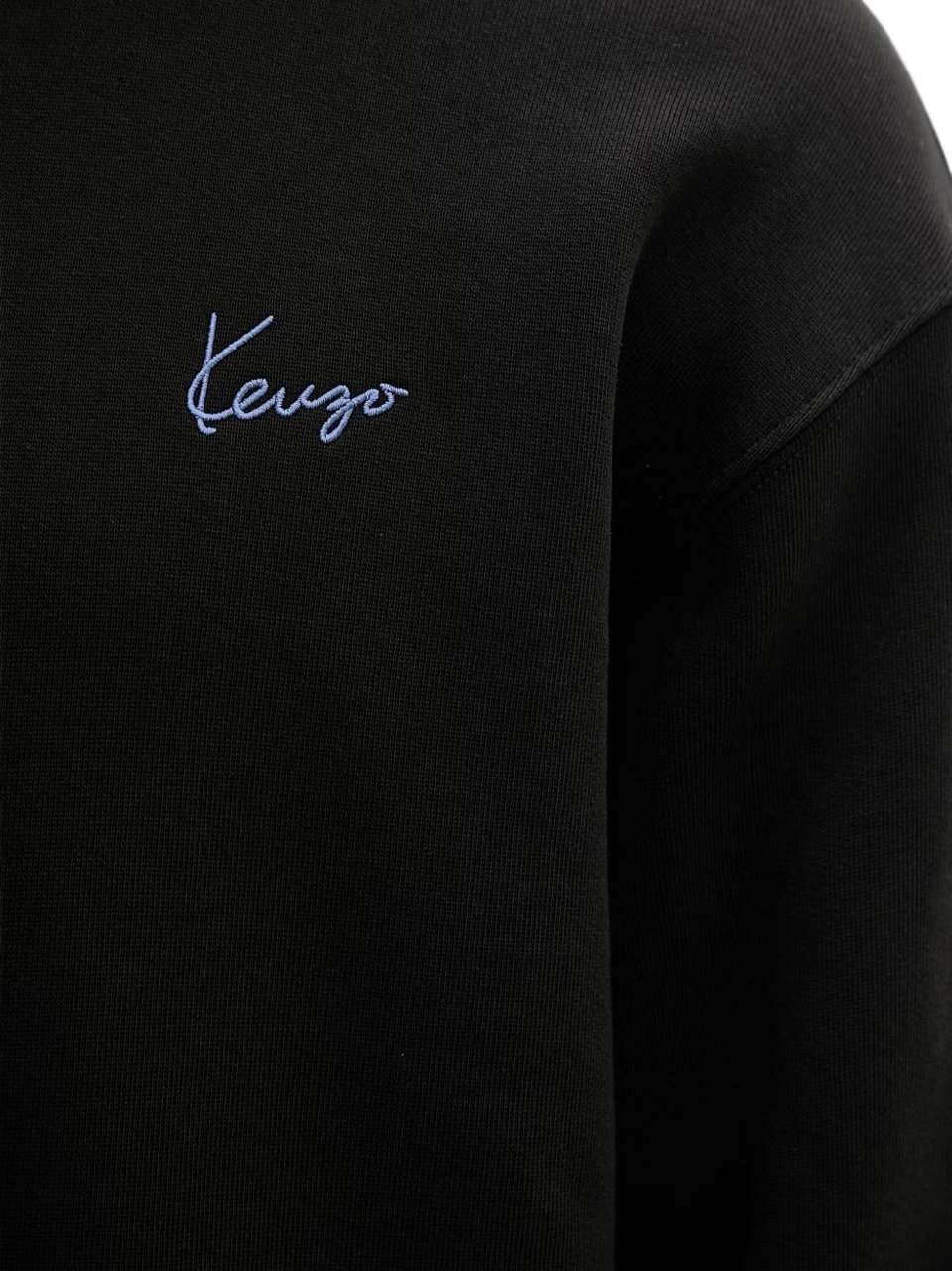 Kenzo Black Cotton Embroidered Logo Sweater Zwart