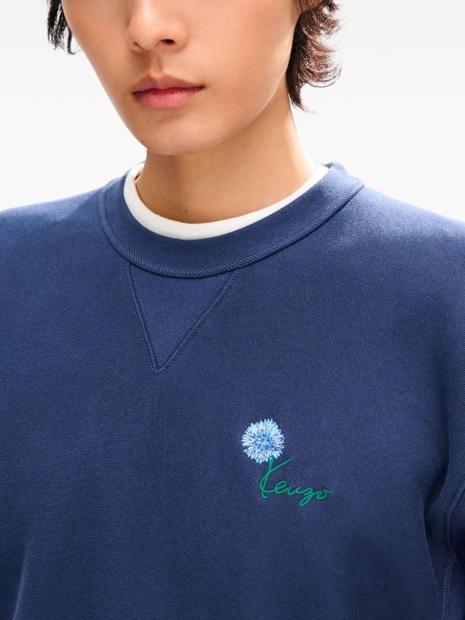 Kenzo Navy Blue Embroidered Crew Neck Sweatshirt Blauw