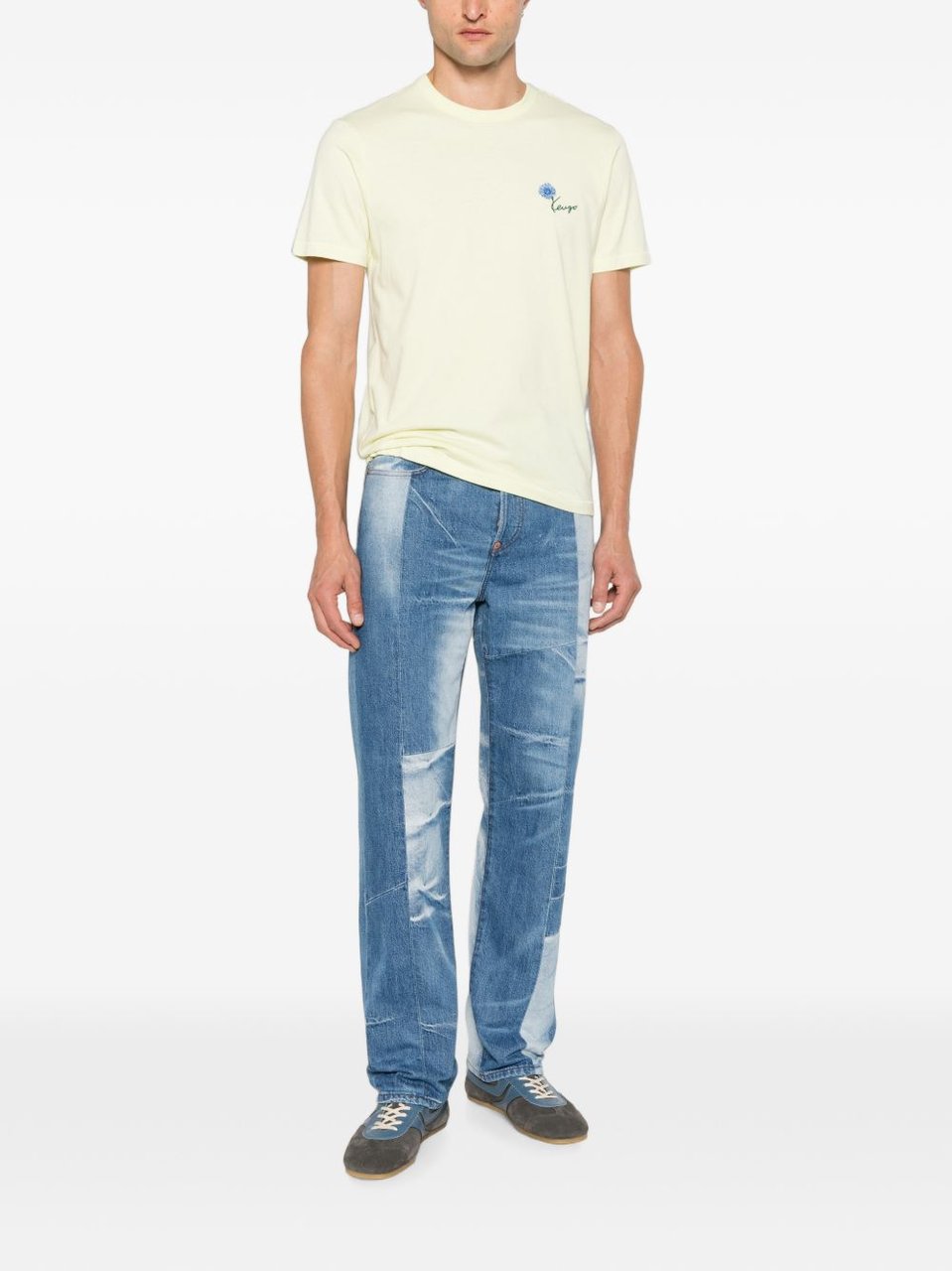 Kenzo Embroidered Logo Crew Neck T-Shirt with Minimalist Design Neutraal