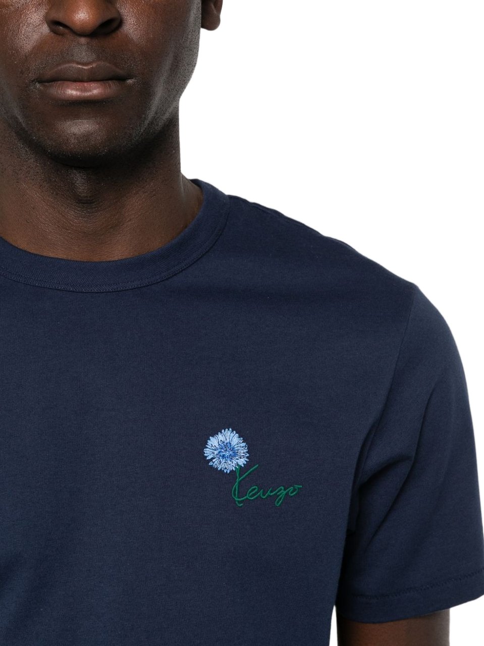 Kenzo White Contrast Trim Round Neck T-Shirt Zwart