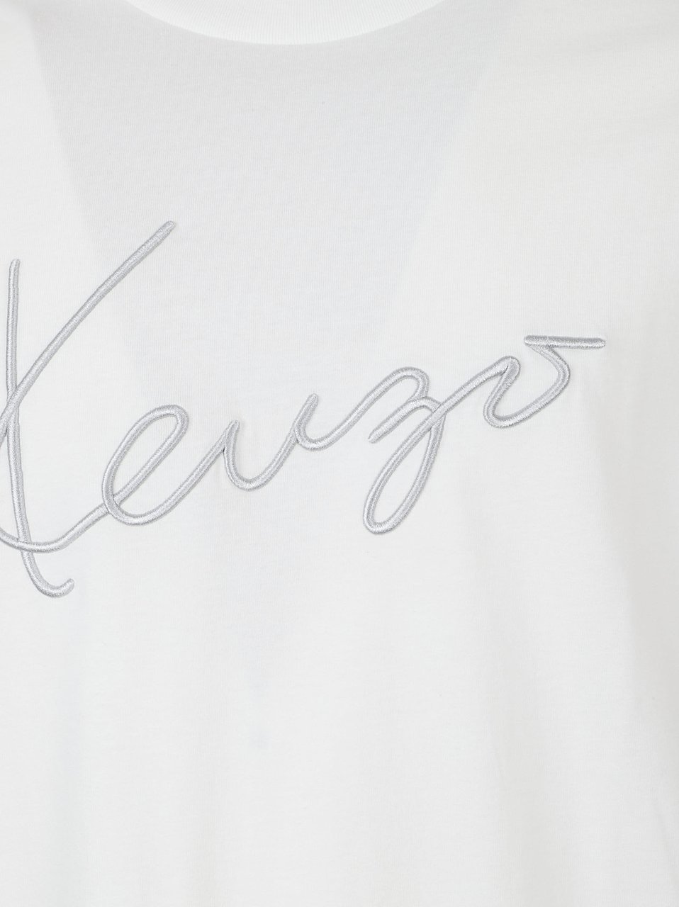 Kenzo Relaxed-Fit White Cotton T-Shirt with Embroidered Design Grijs