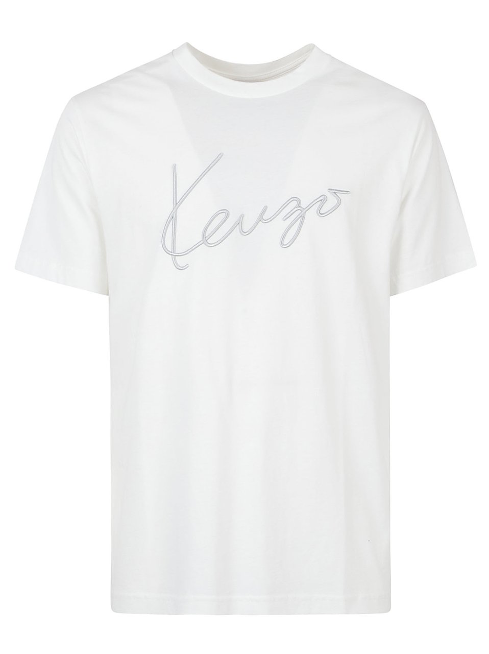 Kenzo Relaxed-Fit White Cotton T-Shirt with Embroidered Design Grijs
