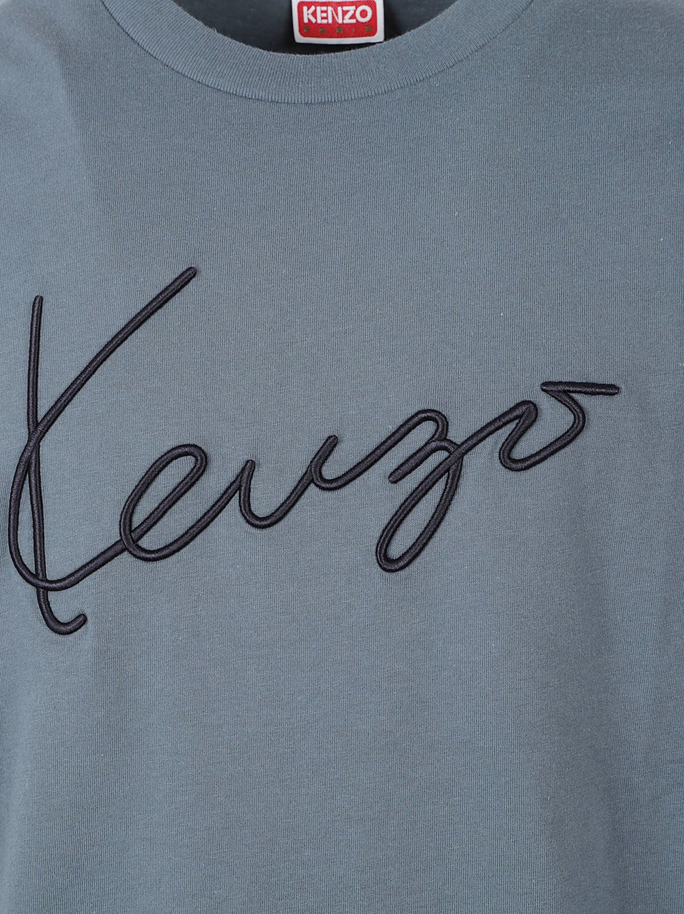 Kenzo Relaxed Fit Crew Neck T-Shirt with Embroidered Logo Grijs