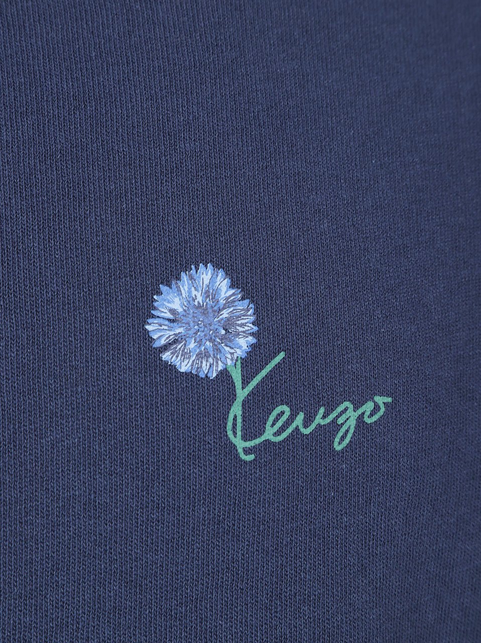 Kenzo Navy Blue Short-Sleeve T-Shirt with Embroidered Floral Detail Blauw