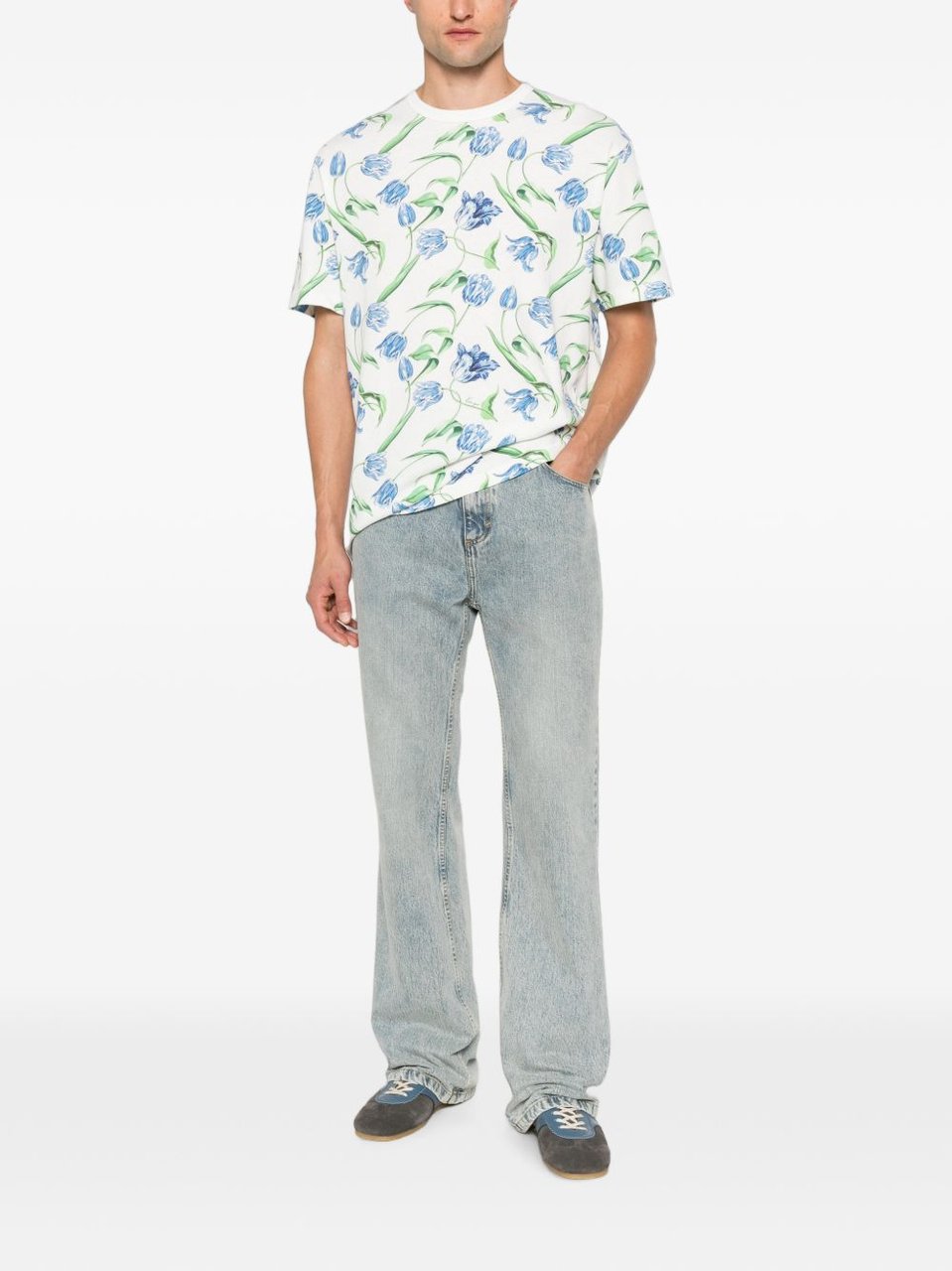 Kenzo Floral Print Crew Neck T-Shirt with Relaxed Fit Wit