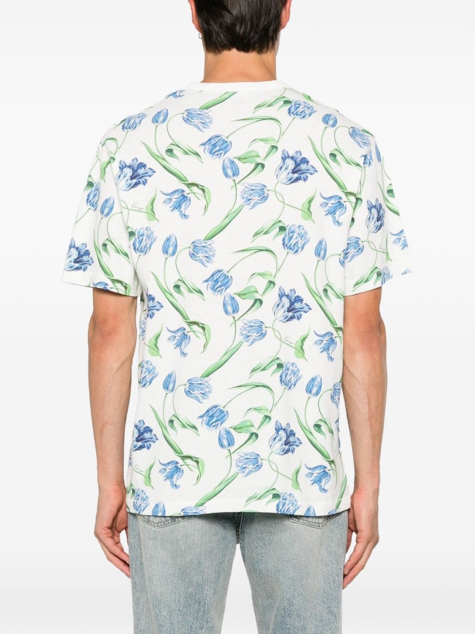 Kenzo Floral Print Crew Neck T-Shirt with Relaxed Fit Wit