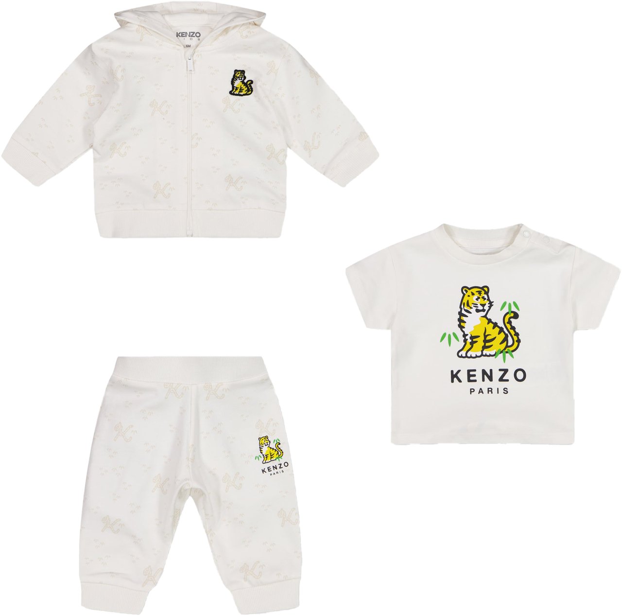 Kenzo Kenzo Kids Baby Jongens Joggingpak In Off White Wit