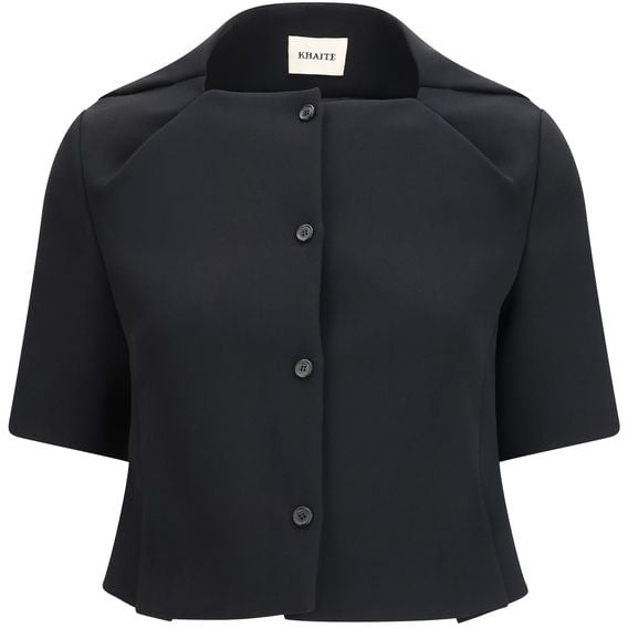 Khaite Khaite Black Polyester Biker Jacket Zwart