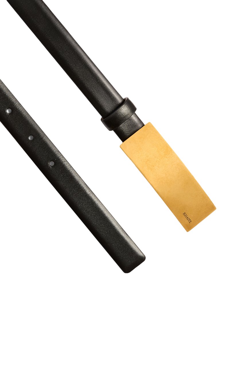 Khaite Black Berlin Calfskin Leather Belt Zwart
