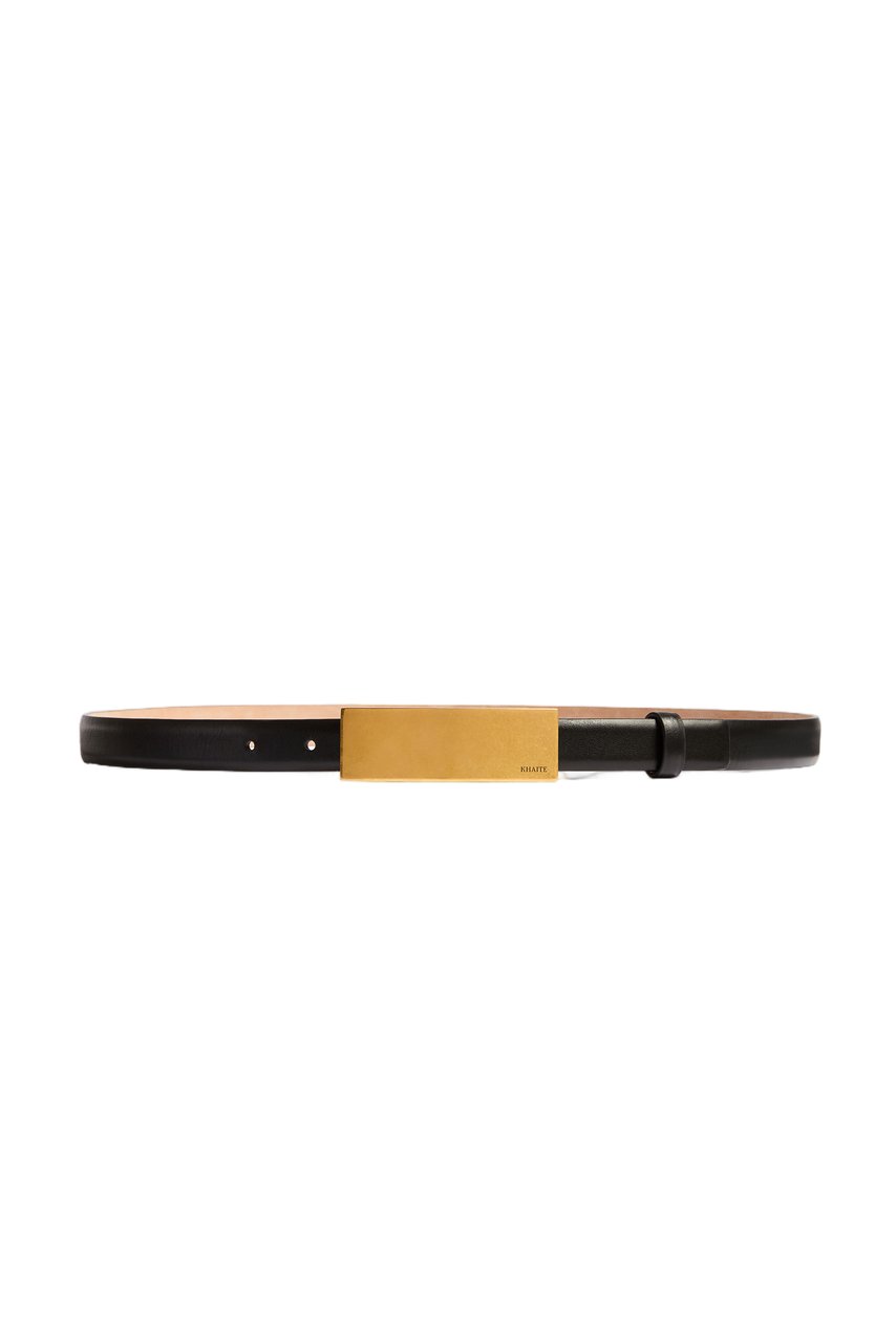 Khaite Black Berlin Calfskin Leather Belt Zwart