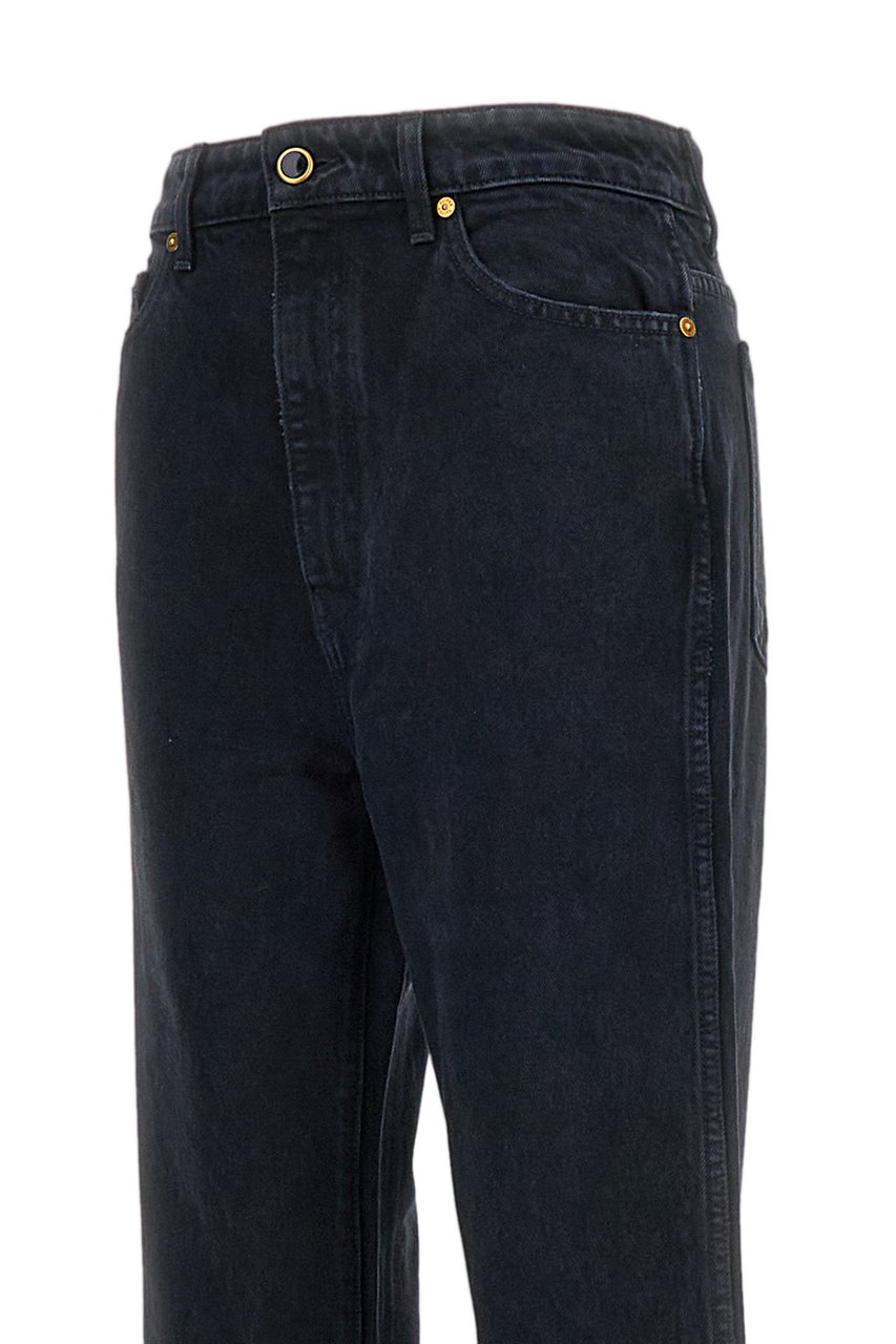 Khaite Black Danielle Wide-Leg Jeans Zwart