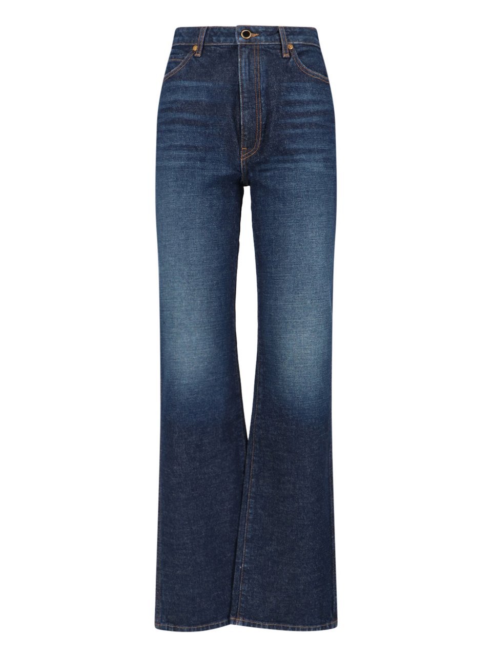Khaite Blue High-Waisted Bootcut Denim Jeans Blauw