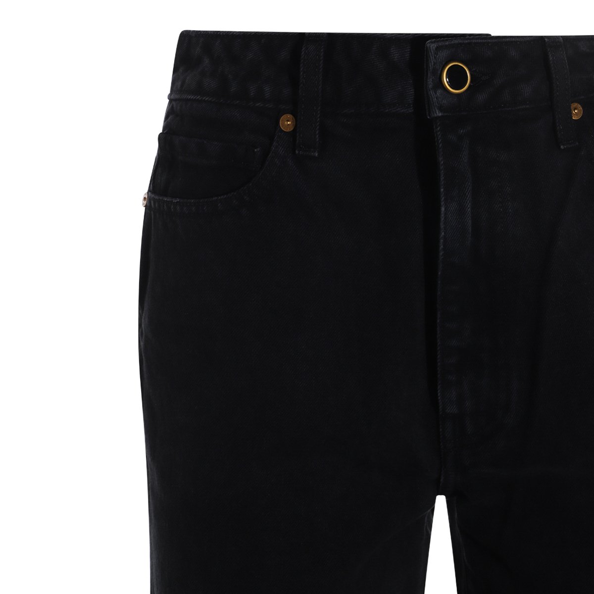 Khaite Straight-Leg High-Waist Black Denim Jeans with Classic Five-Pocket Styling Zwart