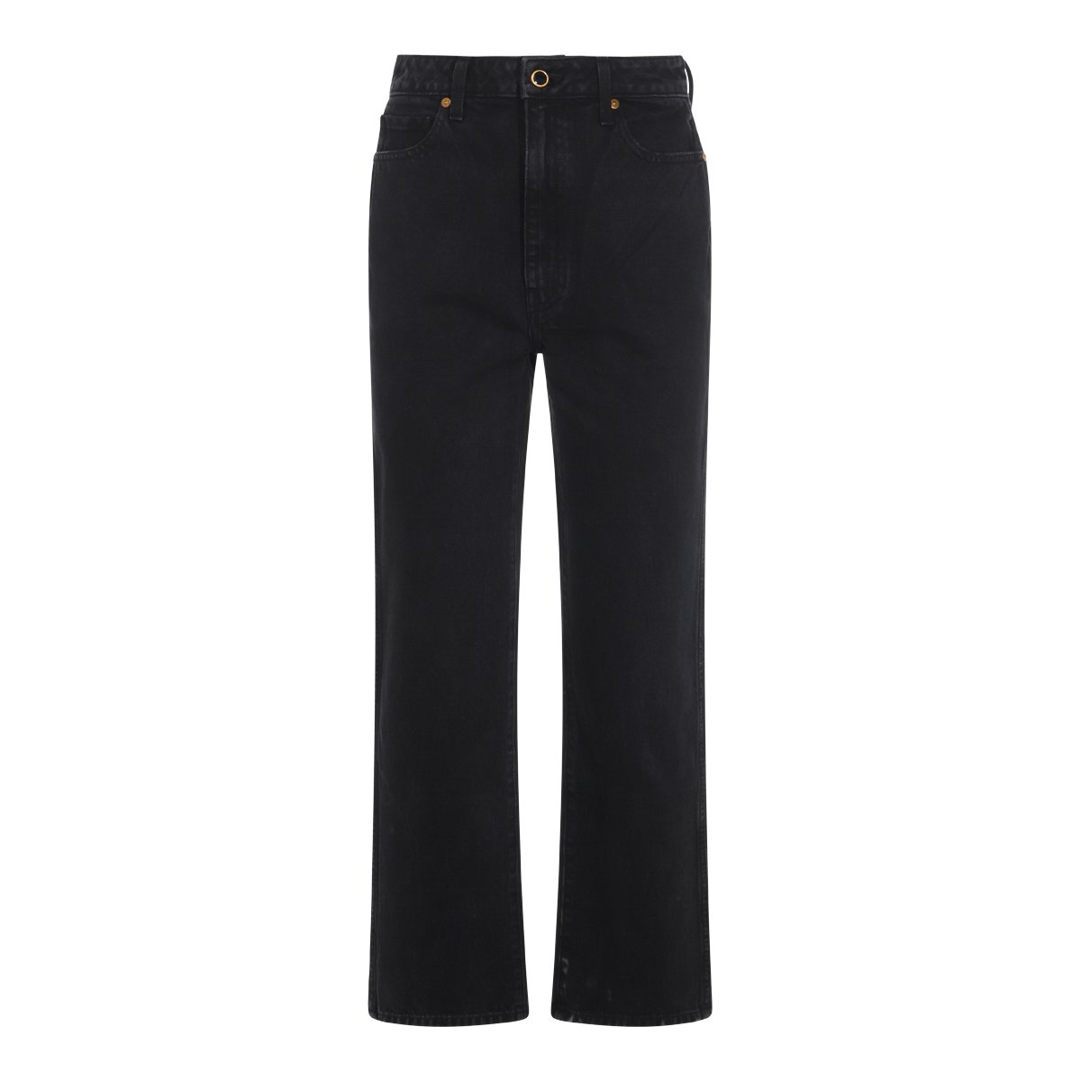 Khaite Straight-Leg High-Waist Black Denim Jeans with Classic Five-Pocket Styling Zwart