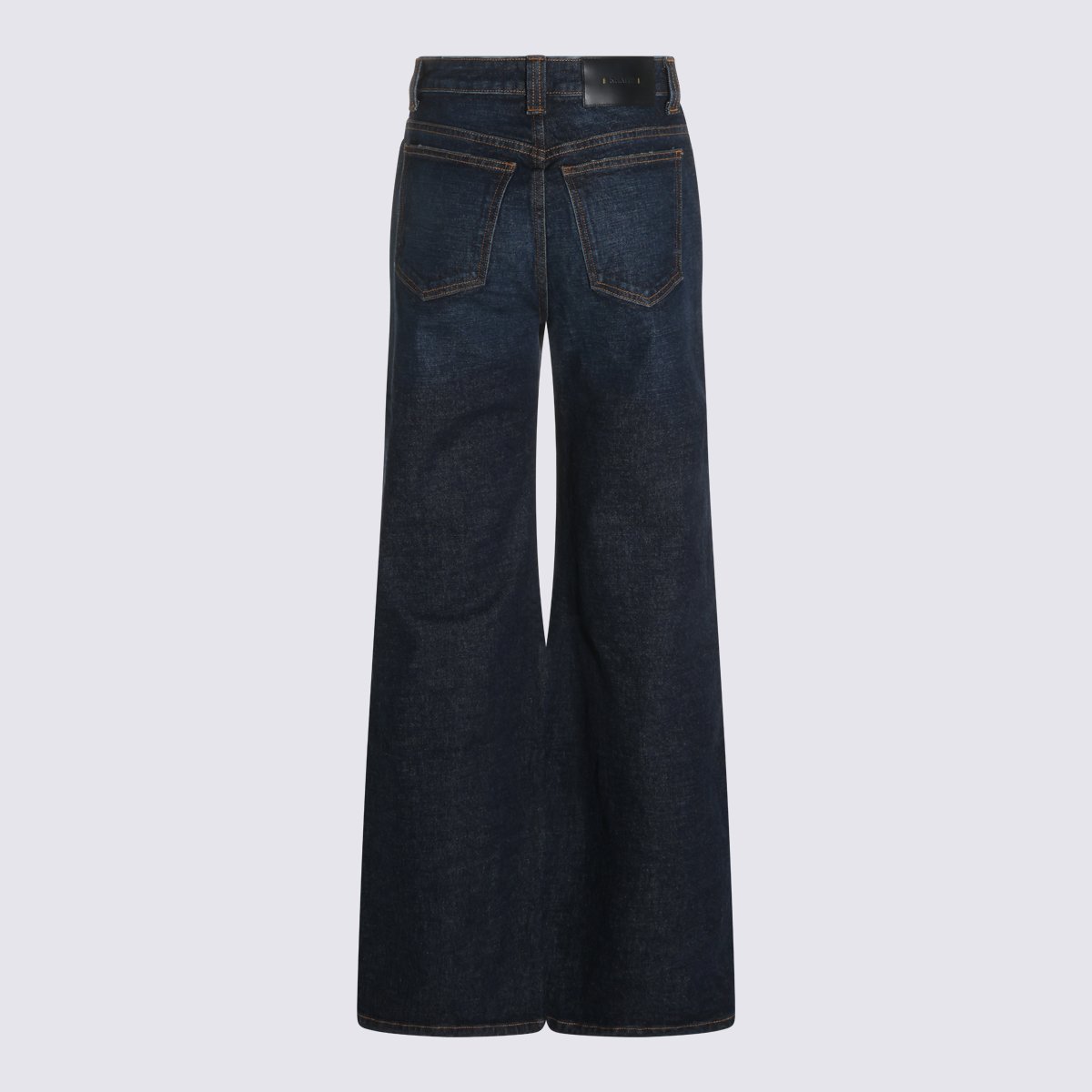 Khaite High-Waisted Wide-Leg Jeans with Contrast Stitching Zwart