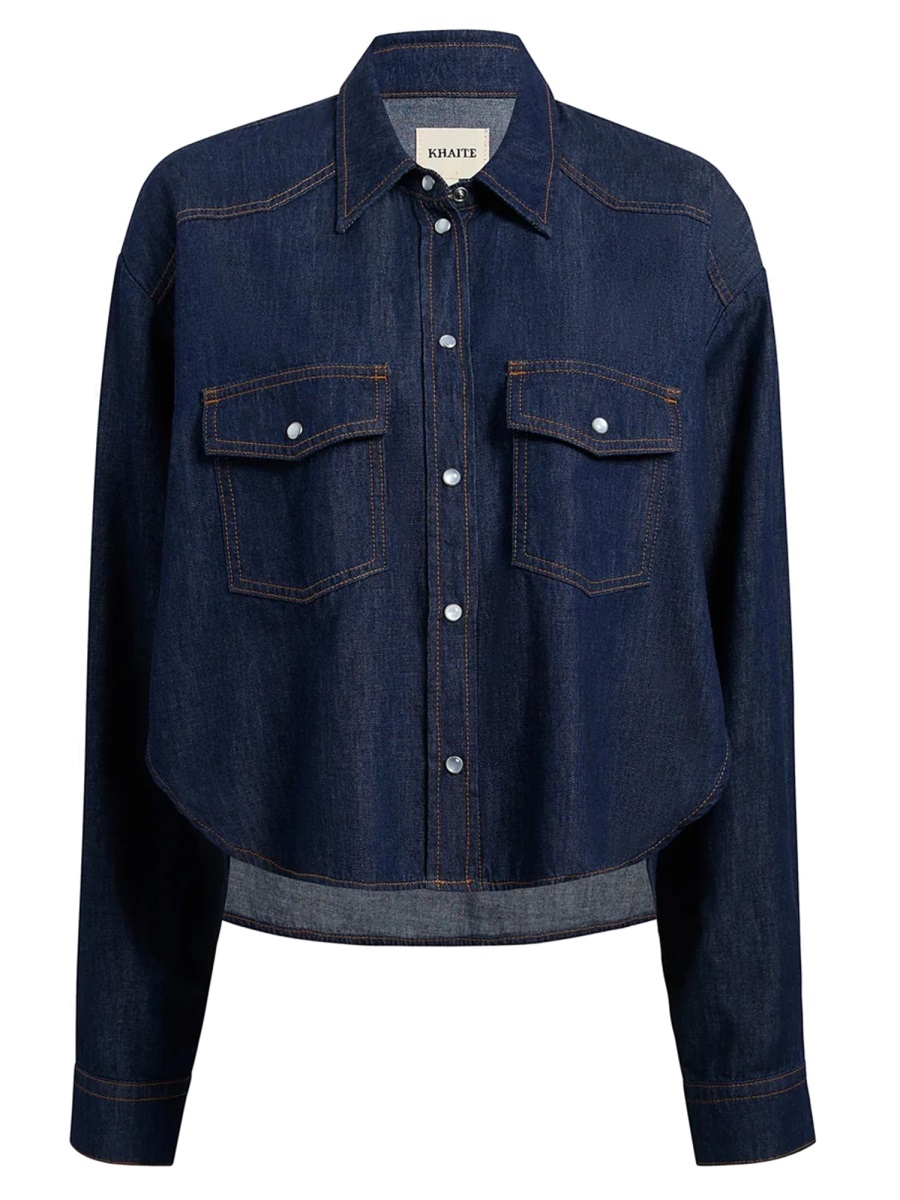 Khaite Neutrals Grenon Cropped Denim Cotton Shirt Zwart